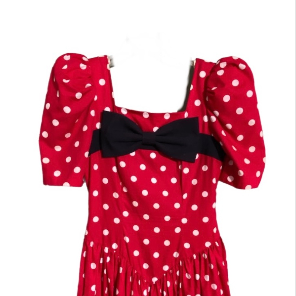 Vintage 1980’s Women’s Tea Dress Rockabilly fit & Flair 6 polka dot red black - Picture 2 of 5